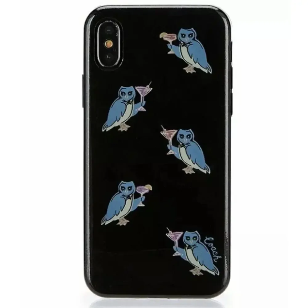 Coach‎ iPhone X & XS Glittery Black Case Owl Cocktail Party NWT